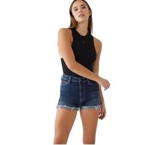 True Religion Jennie Curvy High Rise Denim Shorts Size 25 NWT $119 MSRP